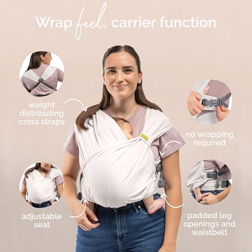 Image of Boba Bliss Pre-Wrapped Baby Carrier with Buckle - Newborn to 7-35 lbs Light, Breathable & Easy to Adjust Hybrid Infant Sling & Toddler Carrier - Certified Hip-Healthy for 0-18 Months - Organic Stone