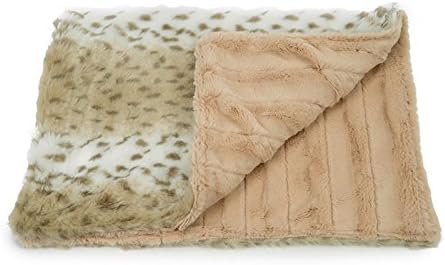 Luca For Dogs Cuddle Mats Pet Blanket, Large 39"x30"x1", Snow Leopard-Tan Chinchilla