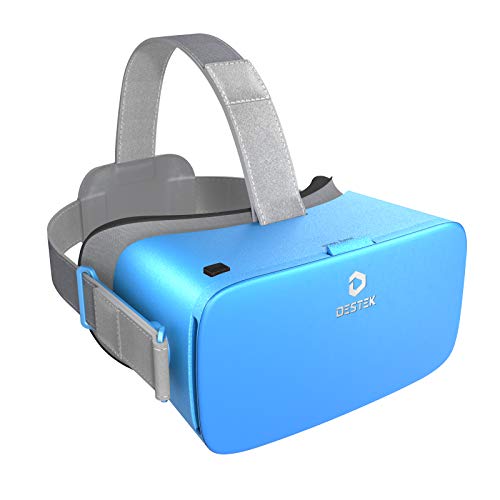 Image of DESTEK V5 VR Headset for Phone w /VR Gamepad, 128 Premium VR apps Included, Anti-Blue Eyes Protected HD Lenses, 110 FOV Virtual Reality Headsets for iPhone, Android Phone - brightblue