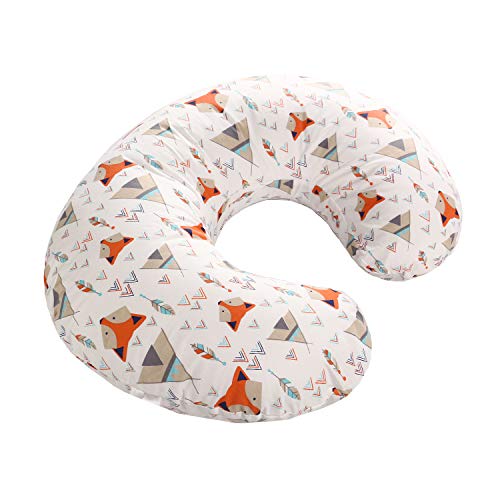 Image of LAT Nursing Pillow Cover,100% Natural Cotton Breastfeeding Pillow Slipcover,Extra Soft and Snug on Baby Nursing Pillow(Orange Fox)
