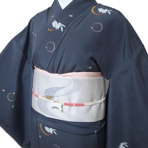 Amazon.co.jp: 小紋 着物 袷 金彩加工 濃グレー うさぎ 兎