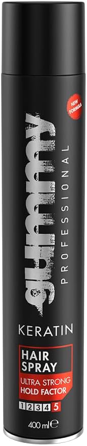 - Gummy Professional – Keratin Hair Spray Ultra Strong Hold for Styling and Shape Control – Matte Finish with Long-Lasting Hold, Volume and Frizz Control – Unscented – 400 ml / 13.53 oz