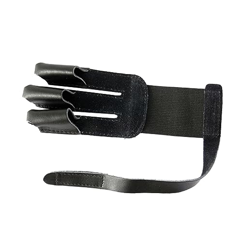 YARNOW Three Finger Protective Gear for Glove with Wrist Strap Lightweight Finger Guard for Hunting and Shooting Black
