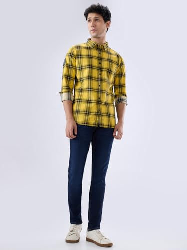Image of Spykar Men's Regular Fit N /A Full Sleeve Checked Casual Shirts