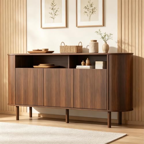 ZHOMGG Buffet, Meuble de Rangement, Buffet Salon, Noyer, 160x40x79cm – vue 3