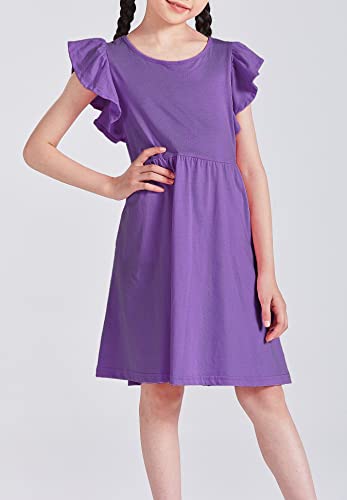 DaniChins Girl Casual Flutter Sleeve Dress with Pockets2