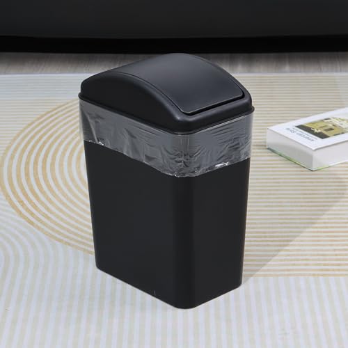 Image of 1 Pack Plastic Trash Cans with Swing Lid, Swing Garbage Can, 4.2 Gallon, Black