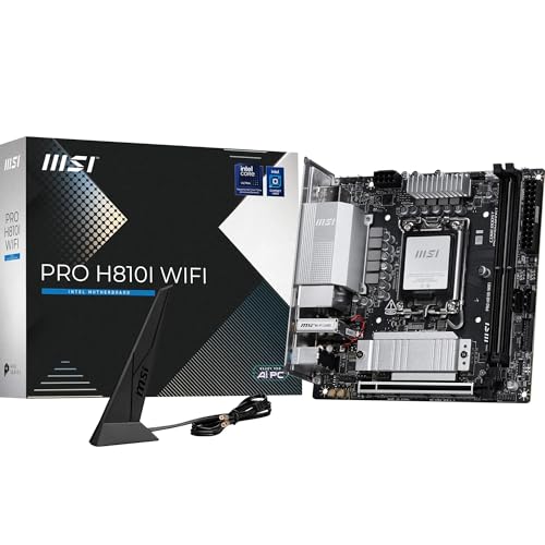 MSI PRO H810I WiFi Motherboard, ITX - Supports Intel Core Ultra Processors (Series 2), LGA 1851 - DDR5 Memory Boost (6400 MT/s MAX), PCIe 5.0 x16, M.2 Gen4, 2.5G LAN