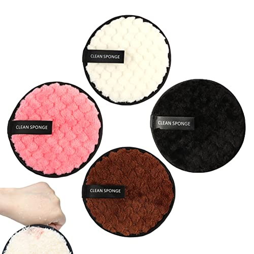 4 Piezas Almohadillas Desmaquillantes,Discos Desmaquillantes Reutilizables,Toalla Desmaquillante Facial Microfibra,Almohadillas De Limpieza Lavables Algodón