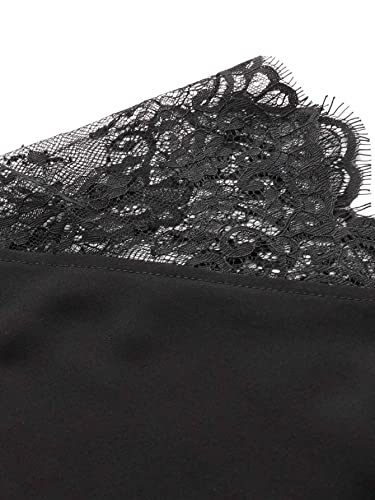 Floerns Women's Lace Splice Collar Cap Sleeve Office Blouse Tops4