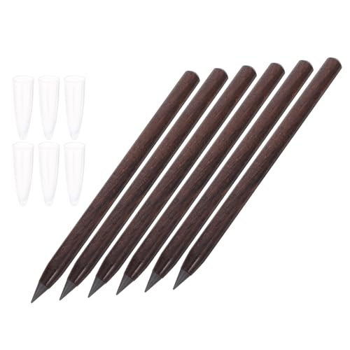 Abaodam 6pcs Inkless Wooden Pencils for Students Erasable Forever Inkless Pencils with Sturdy Ebony Wood Barrel for School and Art Supplies