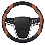 AURAX ハンドルカバー sサイズ 軽自動車 普通車 ステアリングカバー 36.5-37.9cm　3Dグリップ 滑り止め (ブラック+ブラウン)