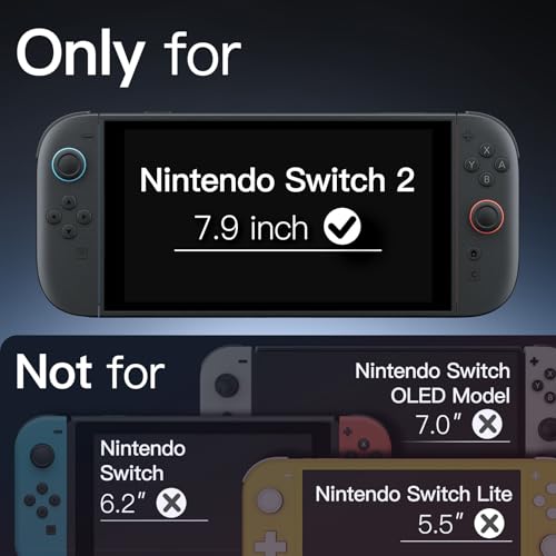 Image of JETech Slim Dockable Case for Nintendo Switch 2 (2025) 7.9 Inch, Soft TPU Grip Cover for Joy-Con Detachable, Matte Carrying Protective PC Back Shell, Anti-Scratch (Black)