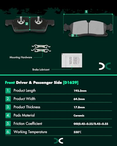 Image of SCITOO D1629 D1630 Front Ceramic & Rear Semi-Metal Brake Pads Sets w /Hardware Fit For Benz For GL350 For GL450 For GLE300d For GLE350 For GLE400 For GLS350d For GLS450 For ML250 For ML350 For ML400