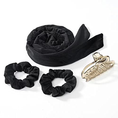 Rizador sin calor para dormir, rizador perezoso sin calor, rizos ondulados, diadema para bricolaje, herramientas de peinado, envoltura de cabello para cabello largo y medio (negro) Cover