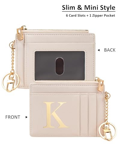 Birthday Gifts for Women - Slim RFID Blocking Card Holder Minimalist Leather Front Pocket Wallet, Gifts for Mom Daughter Her, Personalized Bridesmaid Gifts Initial Card Holder Wallet(Initial K)2