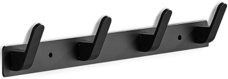 Coat Rack Wall Mount, Modern Wall Hooks for Hanging Coat Clothes Hats Bags with 4 Hooks, Space Aluminum Black Towel Rack for Kitchen Entryway Bathroom Bedroom (Style 1, 4 Hooks)