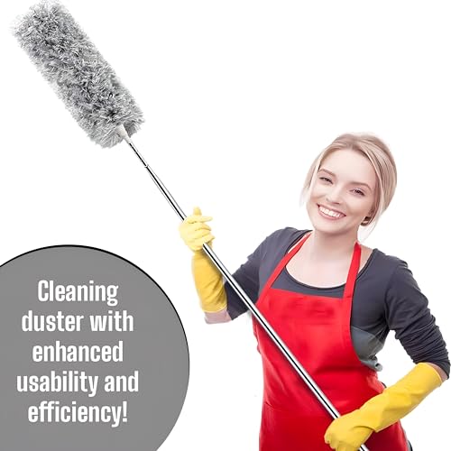 Image of Zureni Fan Cleaner Brush Microfiber Foldable Duster Cleaning Mop with Long Rod for Car Home Office Fan Ceiling Flexible Feather Dusting (Pack of 1, Multicolour)