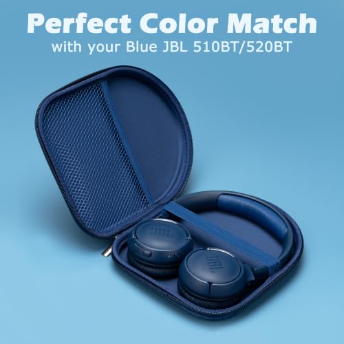 Image of Ginsco Case Compatible with JBL Tune 510BT /520BT /500BT /Junior 320, with Sony WH-CH520 /510, Ultra-Slim Hard Shell Headphone Case for On Ear Headphones (Blue)