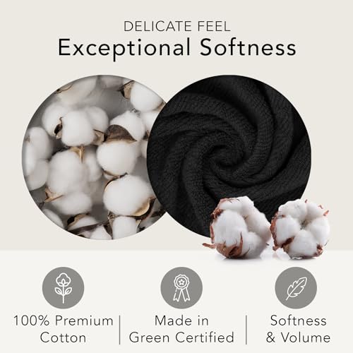 ÔHM - Bath Towel Set - 2 Adult Towels 70x140cm + 2 Hand Towels 50x100cm Cotton - Very Soft & Absorbent - Oeko-TEX Certified - 500g/m² - Black - Image 3