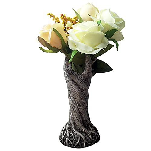 Dryade Vases,Handmade Créatif Pourme du Tronc d'arbre Vase en Résine Sculpture Vases,Moderne Vase Fleur pour Accueil Salon Décor Articles pour Étagère-Couleur d'arbre 21x15x10.5cm(8x6x4inch) Cover