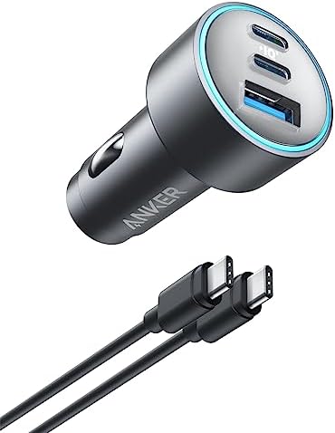 Anker 535 Car Charger (67W) with USB-C & USB-C ケーブル (PD対応 67W 3ポート USB-C カーチャージャー) 【Power Delivery対応/PowerIQ 3.0搭載 / コンパクトサイズ】MacBook Pro iPhone Galaxy Android スマートフォン ノートPC iPad 各種 その他機器対応 各種対応