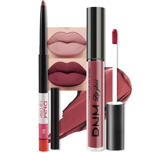 2Pcs Mauve Rose Matte Lip Liner and Lipstick Makeup Set,