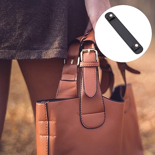 Image of WEBEEDY Leather Shoulder Strap Pad Replacement Non-Slip Cushion Pad Detachable Thick Leather Strap Cover for Tote Bags Handbag Purse Repair, Black, 8.9x1.8 inch