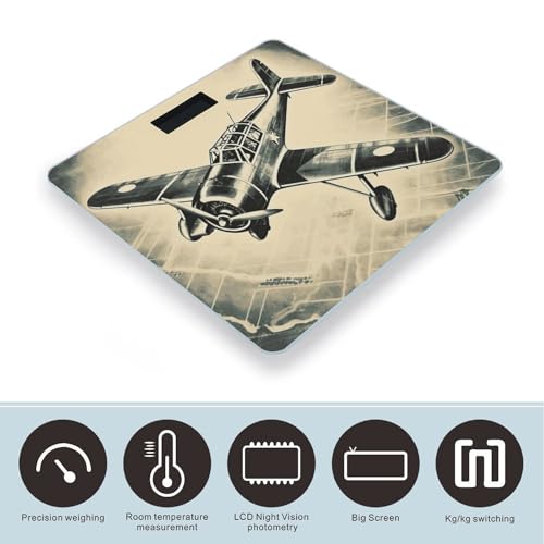 Báscula Digital Retro Avión para Baño Peso Corporal Precisa miniatura 3