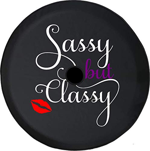 JL Series Spare Tire Cover with Backup Camera Hole Sassy but Classy Girl Lips Black 33 in