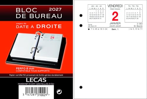 Calendrier Lecas Bloc Date A Droite 8,5X11,5 1Jour par Page 2027