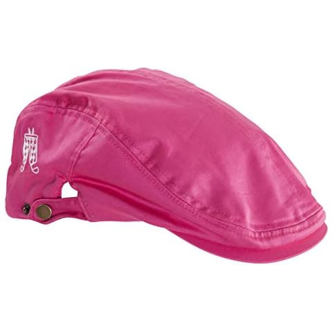Royal & Awesome Solid Pink Ticket Flat Cap, Bright Pink Golf Hats for Men Cover