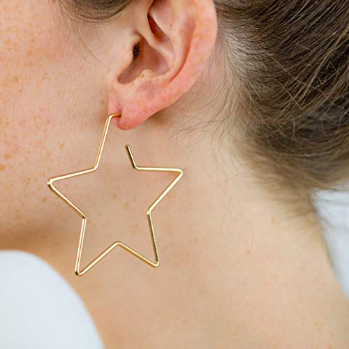 And Lovely 14K Gold Dipped Star Earrings - Hypoallergenic Lightweight Fun Statement Drop Dangle Earrings2