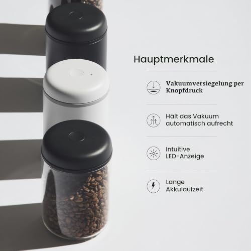 Fellow Atmos Elektrische Vakuum Kaffeedose Luftdicht, 1,2 L, Matt Weiß – Ansicht 2