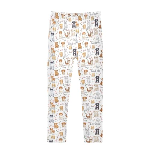 Cartoon Dogs Girls Leggings Kids Yoga Pants Athletic Tights Pants 4-10 Years