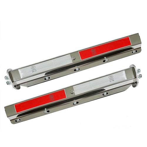 Image of Straight Spring Loaded Mud Flap Hanger Bracket Set 1-1 /8 inch Bolt Spacing 29.92 inch Length Fit with Aluminum Reflective Tapes for Semi Trucks, 2 Pcs