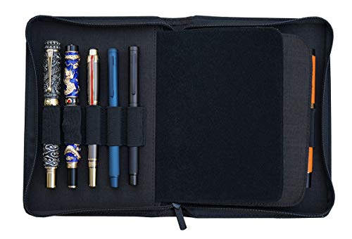 Image of Lanxivi 10 Slots Fountain Pen Case Black, Waterproof Canvas Pen Holder Display Pouch Bag