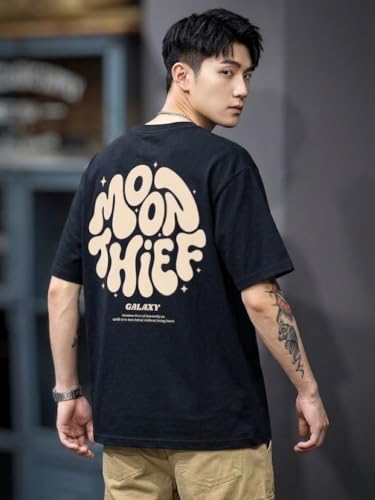 Image of SMOWKLY Men's T Shirt | Round Neck Half Sleeve Casual T Shirt for Men | Regular Fit Solid Graphic Tee | Breathable Summer Tees | Stylish Comfortable Streetwear Fashion for Men