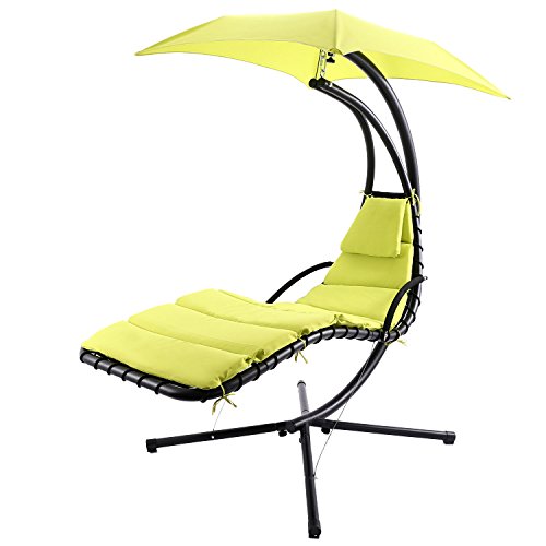 Binxin Hanging Chaise Lounger Chair Arc Stand Air Porch Swing Hammock Chair Canopy(Green) #TOP2