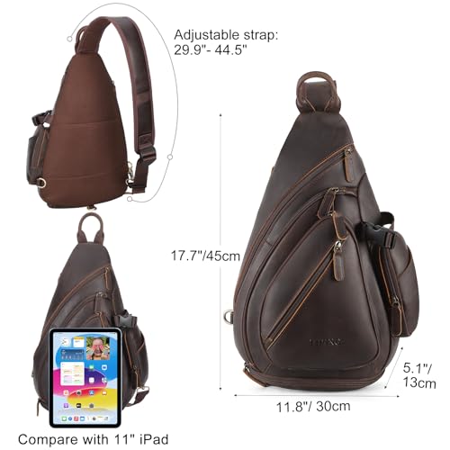 TIDING Full Grain Leather Sling Bag