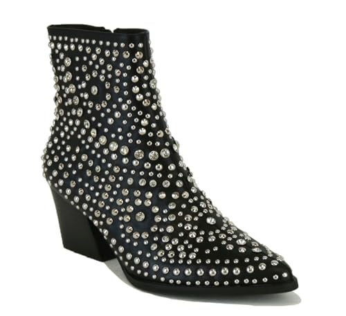 Women's Studded Ankle Boots Western Rhinestones Booties Cowgirl Boots Pointed Toe Boots Cowboy Boots