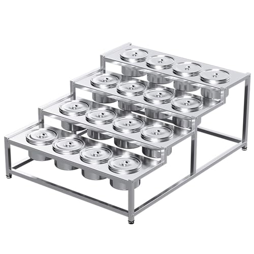 Juego de estantes de especias comerciales, organizador de acero inoxidable, estantes de condimentos para cocina, despensa, bufés, contenedor de alimentos para condimentos, salsas, ensaladas