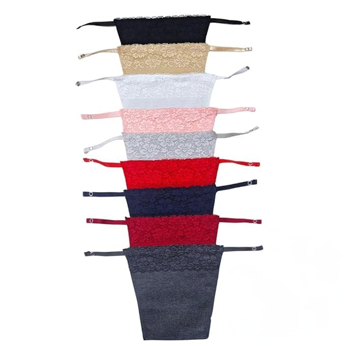 Deep Neck Cleavage Cover Cotton Clip-on Mock Camisole set of 9