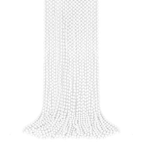 Huskein Mardi Gras Beads, White Beads Necklace Bulk, 33 Inches White Mardi Gras Accessories, Parade...