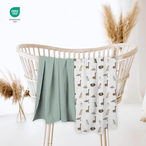 Image of lulumoon Baby Muslin Swaddle Blankets: Soft Receiving Blanket for Newborn - Cotton Swaddling Blanket for Neutral 2Pack