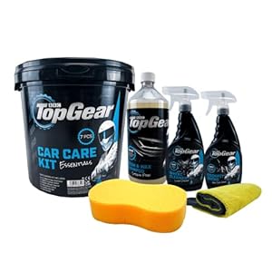 Top Gear – 7 Piece Car Cleaning Kit – Includes, 10L Bucket, Wash And Wax Shampoo, Wheel Cleaner And Cockpit Shine…