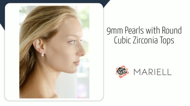 Mariell White Pearl Bridal Earrings with Cubic Zirconia Crystal