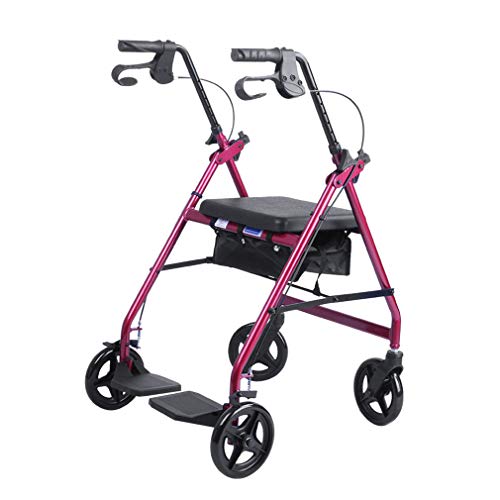 折りたたみ式ローリングウォーカー、シートと収納バッグ付き、ロック可能なブレーキ、高齢者用車椅子輸送チェア - 高さ調節可能 - ハンドルとバックサポート付きトロリーショッピングカート (#1) 装飾 Thoughtful