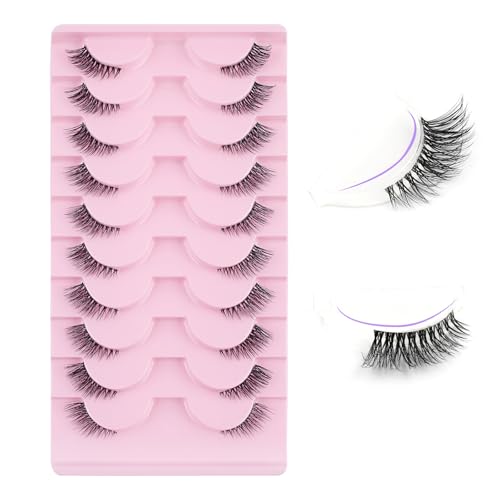 Oreola Pestañas postizas Pestañas semipermanentes de aspecto natural Pestañas de ojo de gato con banda transparente Pestañas de esquina tenues Pestañas postizas transparentes de 3/4 reutilizables