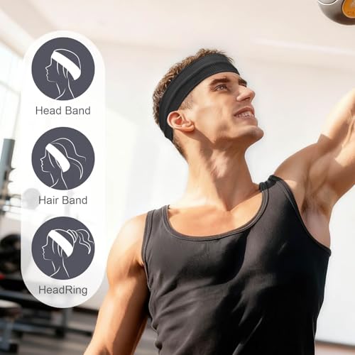 Image of DRESHOW 8 Pack Sweat Bands Headbands for Women Workout Non-Slip Stretchy Fashion HairBand Curly Hair Headband Soft Hair Accessories for Sports Running Athletic Yoga